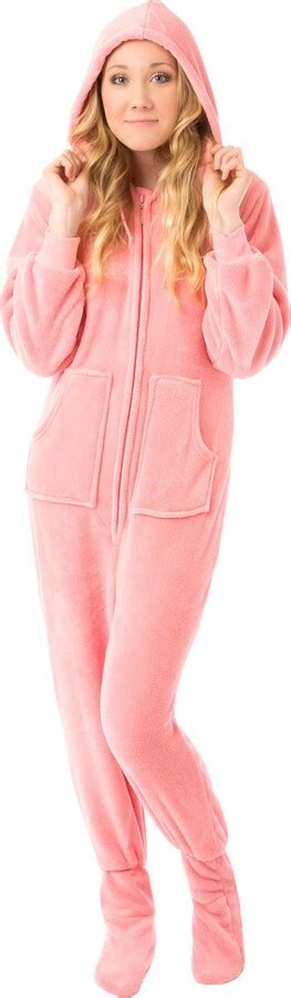 Big Feet Pajama Co Pink Plush Hoodie Onesie Footed Pyjamas With Bum