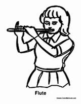 Flute Coloring Playing Girl Pages Colormegood Music sketch template