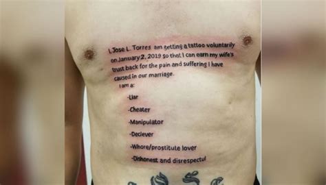 Man Gets Huge Tattoo To Earn Back His Wife S Trust After Cheating On