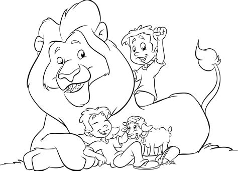 lion lamb coloring page