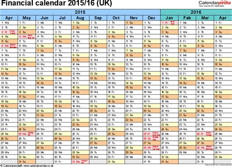 financial calendars 2015 16 uk in microsoft excel format