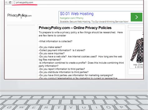 create  website privacy policy  sample privacy policy
