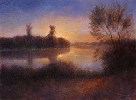 river sunset landscape oil painting fine arts gallery original