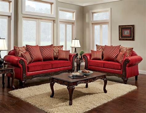 marcus red living room set sm sf furniture  america