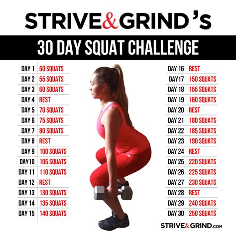 30 squat challenge squat 30 day challenge chart succed