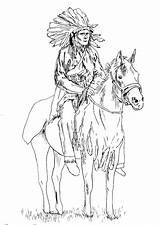 Coloring Native American Horse Adult Pages Indian Adults Indians Drawing Americans Sheets Printable Chief His Color Colouring Print Books Book sketch template
