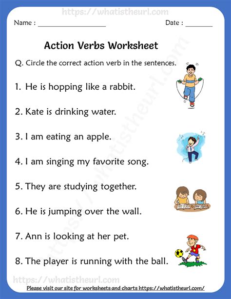 action verbs worksheets  grade  rel   home teacher