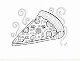 Pizza Drawing Coloring Pepperoni sketch template