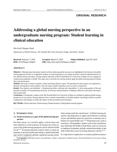 pdf addressing a global nursing perspective in an undergraduate