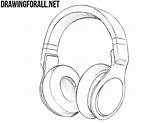 Draw Headphones Headset Coloring Sketch Template Step Pages sketch template
