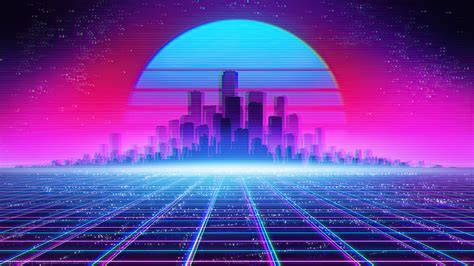 synthwave cityscape  laptop full hd p hd  wallpapers images backgrounds