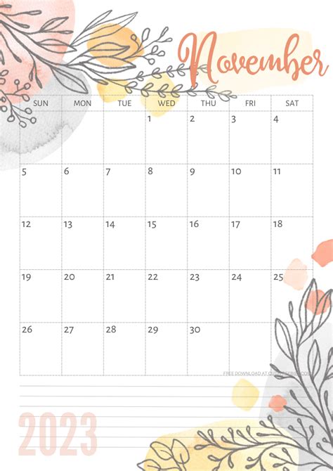 pretty  calendar  printable template cute freebies