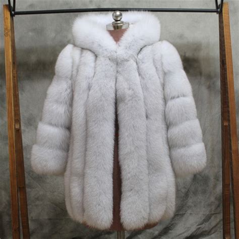 luxurious natural fox fur coat women s real fur jacket hooded genuine