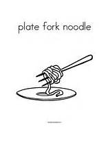 Coloring Noodle Fork Plate sketch template