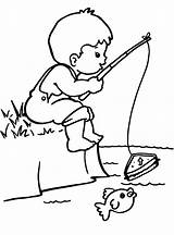 Boy Little Fishing Coloring Pages Boys Colouring Printable Sheets Kid Choose Board sketch template