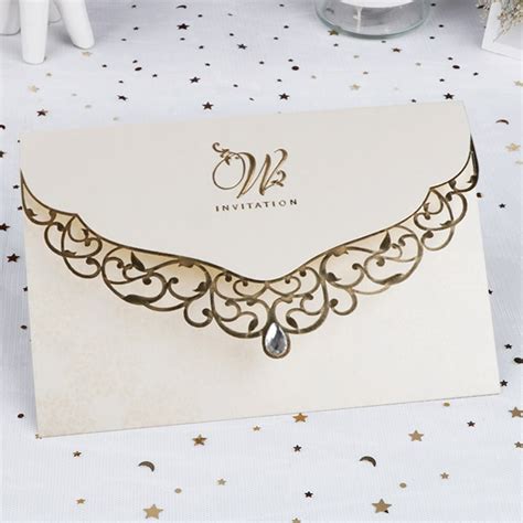 stuks laser gesneden bruiloft uitnodigingskaart zakelijk wenskaarten met diamant aangepaste
