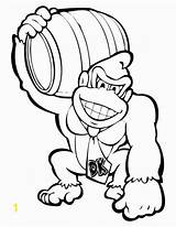 Kong Coloring Donkey Pages Kart Mario King Barrel Holding Awesome Divyajanani sketch template