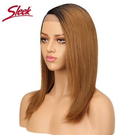 sleek human hair lace wigs  black women peruvian remy straight hair wig tb color