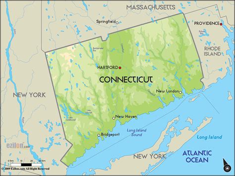 geographical map  connecticut  connecticut geographical maps