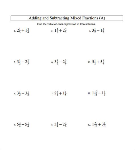 grade  math worksheet subtracting fractions   denominators