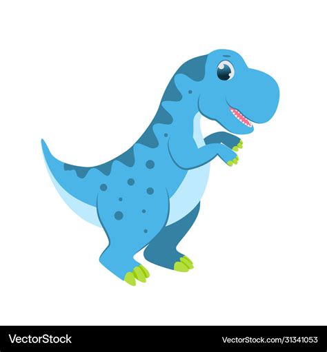 cute cartoon blue dinosaur  kids royalty  vector