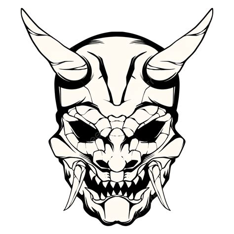skull oni mask head vector illustration skull drawing head drawing