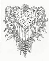 Catcher Dream Coloring Pages Dreamcatcher Printable Drawing Heart Adults Simple Mandala Adult Print Tattoo Getcolorings Getdrawings Color Drawn Colori Lovely sketch template