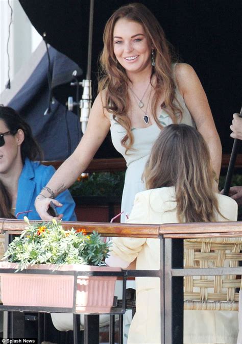 lindsay lohan is ethereal in green on set of the canyons but still