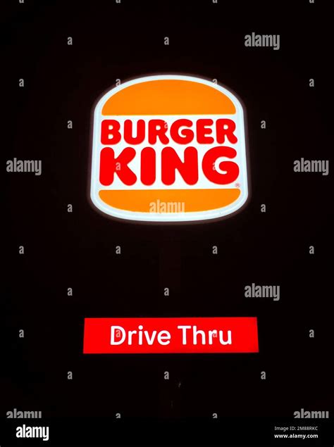burger king drive  restaurant  night logo  sign stock photo alamy