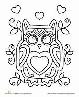 Coloring Pages Owl Valentines Valentine Kids Printable Color Sheets Worksheets Colouring Adults Education Kindergarten Choose Board sketch template