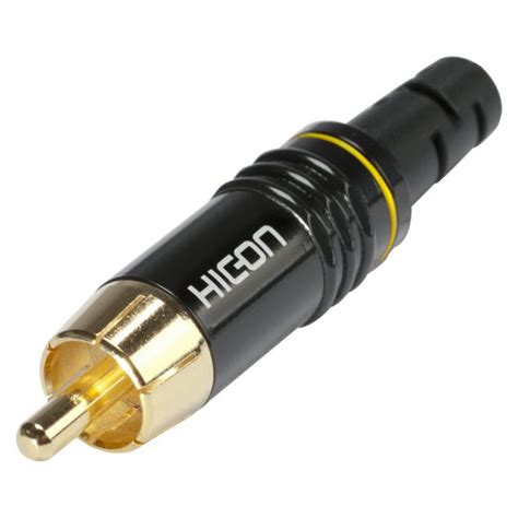 hicon cinch rca  pol metall loettechnik kabelstecker vergoldeter kontakte gerade