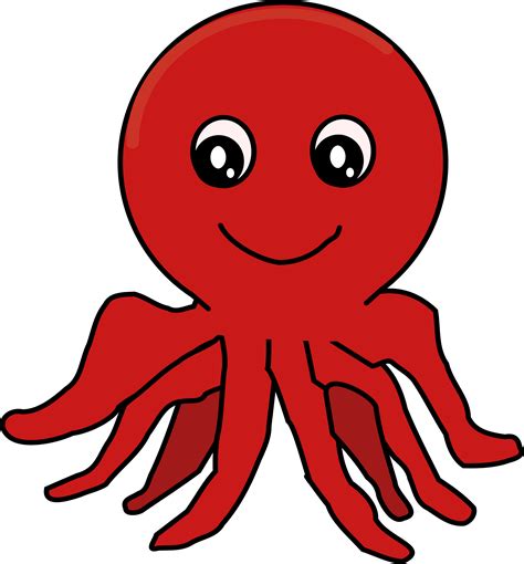 clipart red cartoon octopus