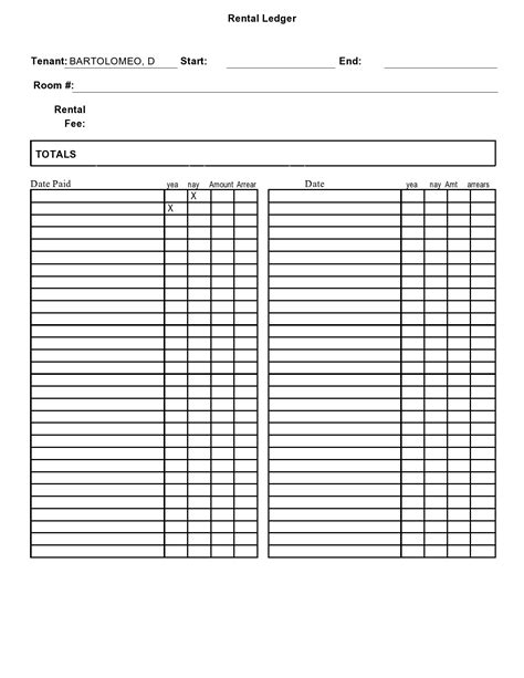 rent payment ledger printable form templates  letter
