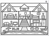 House Coloring Pool Drawing sketch template