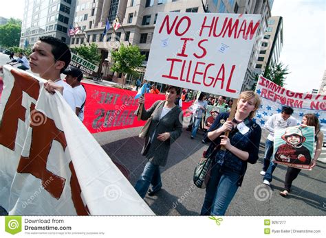 immigration march no human being is illegal editorial photography image 9267277