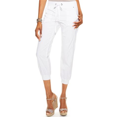 international concepts drawstring cropped cargo pants  bright white white lyst