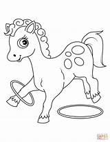 Horse Cute Coloring Pages Plays Rings Drawing Printable Getdrawings sketch template