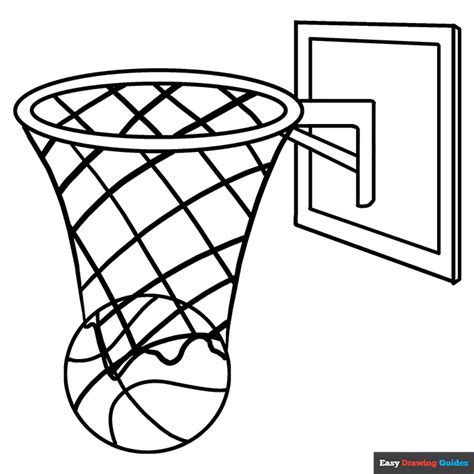 basketball hoop coloring page easy drawing guides