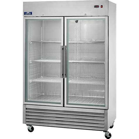 stainless steel commercial glass door refrigerator double door  cu ft agr arctic air