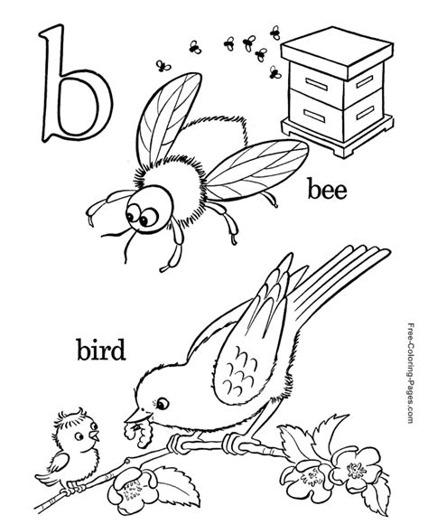 alphabet coloring pages    bird