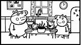 Pig Peppa Coloring Dinner Family Drawing sketch template