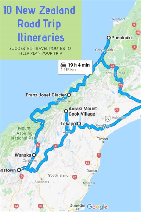 zealand road trip itinerary ideas plan   zealand route