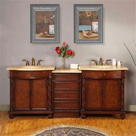 silkroad exclusive victoria red mahogany double sink vanity with