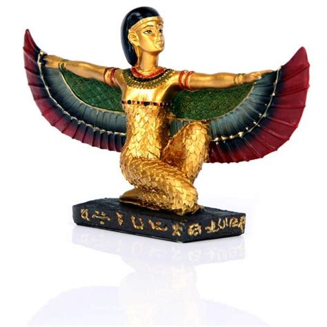 figura egipto isis egipcia dorada con alas extendidas