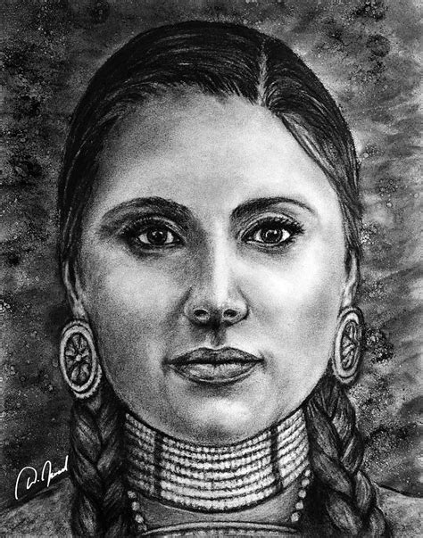 Beautiful Native American Woman Drawing By Walter Israel Fine Art America