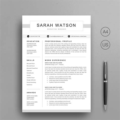 modern resume template instant