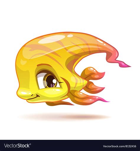 cute cartoon yellow girl fish character royalty  vector