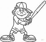 Baseball Coloring Pages Batter Getcolorings Player sketch template