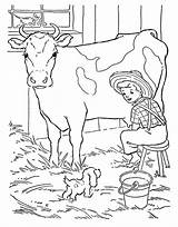 Cow Coloring Milking Farmer Pages Dog Cows His Little Bark Puppy Front Color Kids Job sketch template