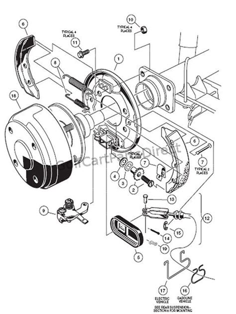 club car brake parts diagram